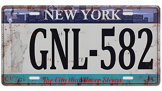 Metalen wandbord | New York GNL-582 | Kentekenplaat | 15x30cm |