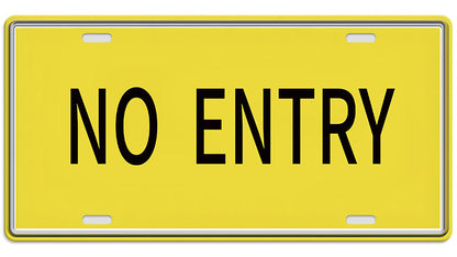 Metalen wandbord | No entry | Kentekenplaat | 15x30cm |