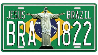 Metalen wandbord | Jesus Brazil | Kentekenplaat | 15x30cm |