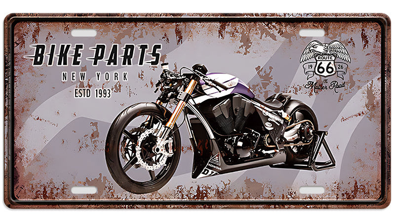 Metalen wandbord | Bike parts New York | Kentekenplaat | 15x30cm |