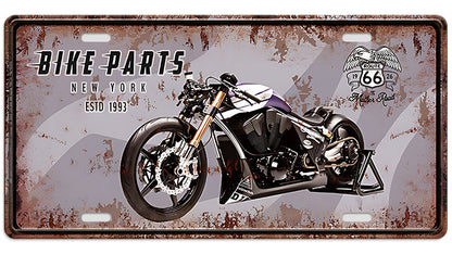 Metalen wandbord | Bike parts New York | Kentekenplaat | 15x30cm |
