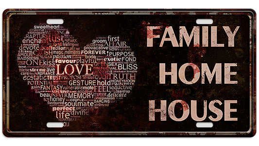 Metalen wandbord | Family home house | Kentekenplaat | 15x30cm |