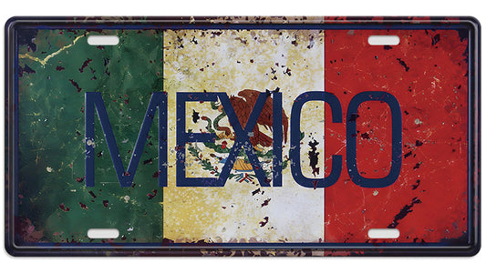 Metalen wandbord | Mexico | Kentekenplaat | 15x30cm |