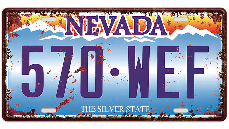 Metalen wandbord | Nevada | Kentekenplaat | 15x30cm |