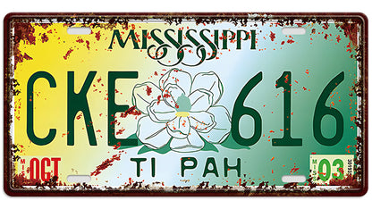 Metalen wandbord | Mississippi Ti Pah | Kentekenplaat | 15x30cm |