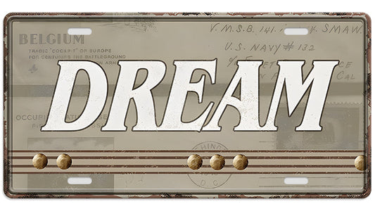 Metalen wandbord | Dream | Kentekenplaat | 15x30cm |