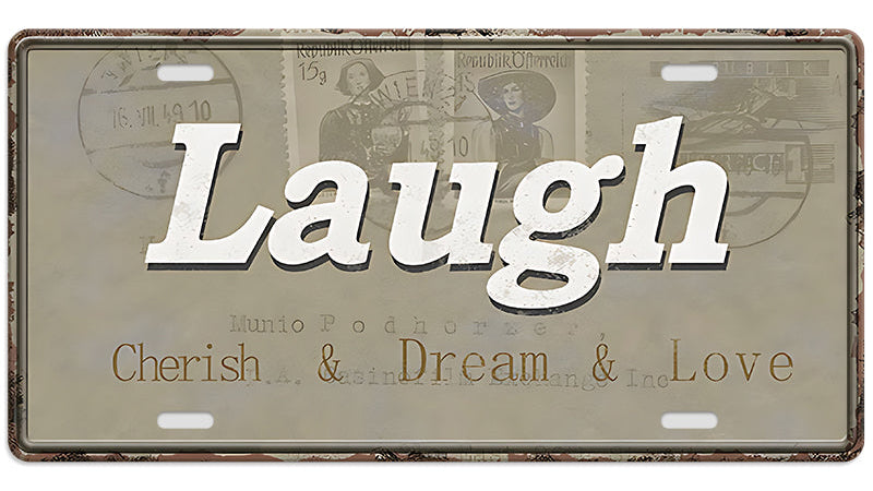 Metalen wandbord | Laugh | Kentekenplaat | 15x30cm |