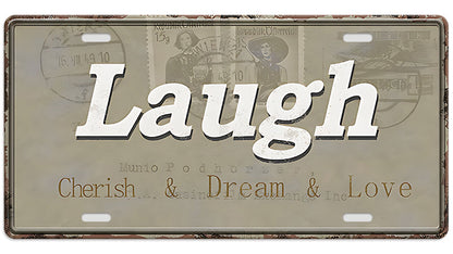 Metalen wandbord | Laugh | Kentekenplaat | 15x30cm |