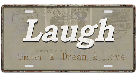 Metalen wandbord | Laugh | Kentekenplaat | 15x30cm |