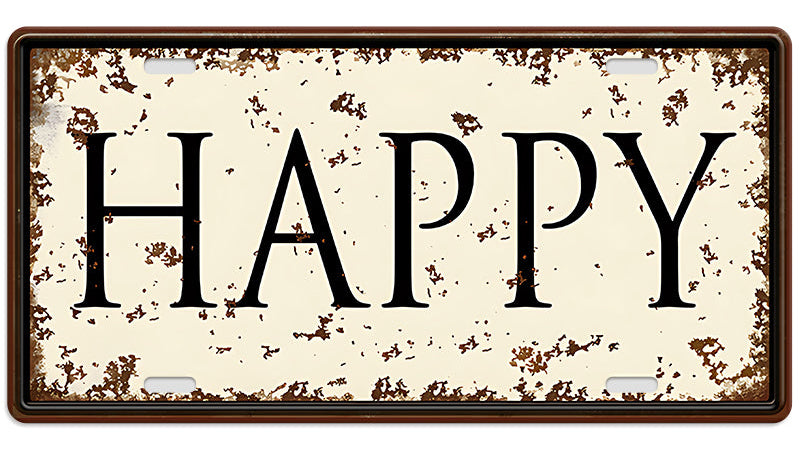 Metalen wandbord | Happy | Kentekenplaat | 15x30cm |