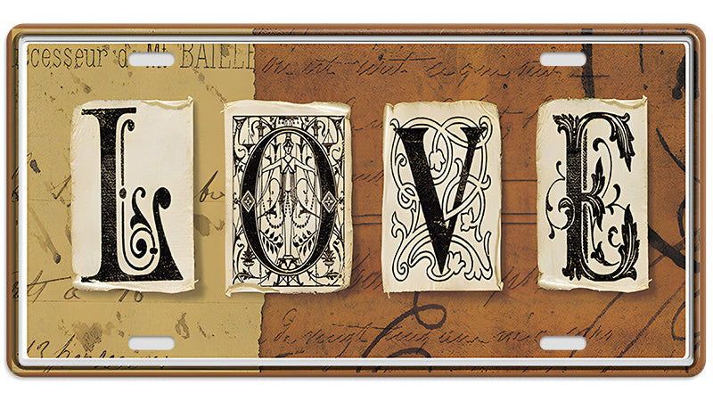 Metalen wandbord | Love | Kentekenplaat | 15x30cm |