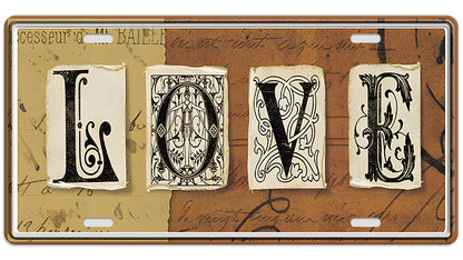 Metalen wandbord | Love | Kentekenplaat | 15x30cm |