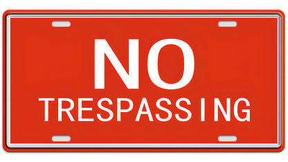 Metalen wandbord | No trespassing | Kentekenplaat | 15x30cm |