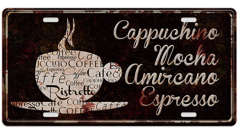 Metalen wandbord | Cappuchino | Kentekenplaat | 15x30cm |