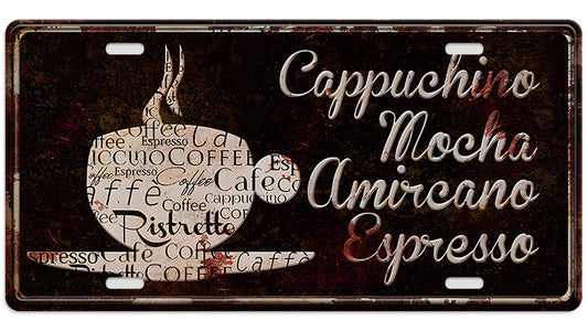 Metalen wandbord | Cappuchino | Kentekenplaat | 15x30cm |