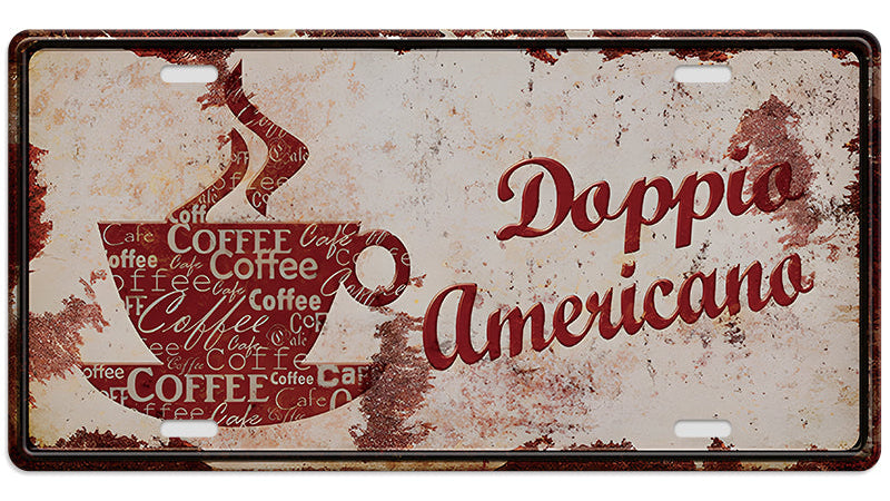 Metalen wandbord | Doppio Americano | Kentekenplaat | 15x30cm |