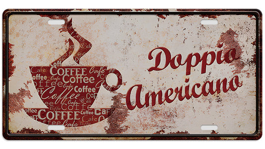 Metalen wandbord | Doppio Americano | Kentekenplaat | 15x30cm |
