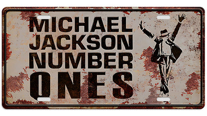 Metalen wandbord | Michael Jackson number ones | Kentekenplaat | 15x30cm |