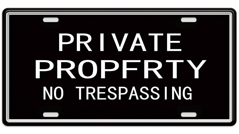 Metalen wandbord | Private property | Kentekenplaat | 15x30cm |