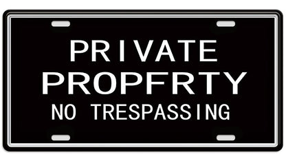 Metalen wandbord | Private property | Kentekenplaat | 15x30cm |