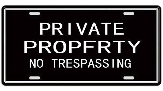 Metalen wandbord | Private property | Kentekenplaat | 15x30cm |