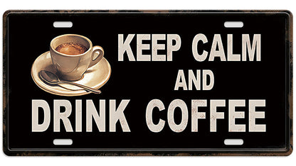 Metalen wandbord | Keep calm and drink coffee | Kentekenplaat | 15x30cm |