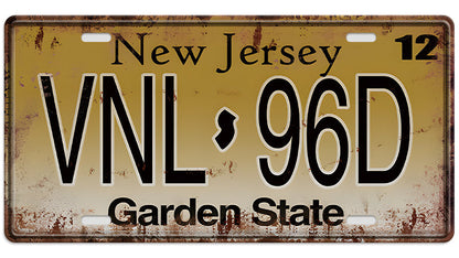 Metalen wandbord | New Jersey | Kentekenplaat | 15x30cm |