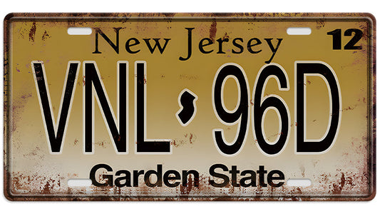 Metalen wandbord | New Jersey | Kentekenplaat | 15x30cm |