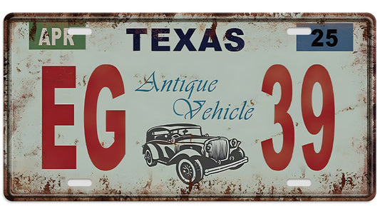Metalen wandbord | Texas | Kentekenplaat | 15x30cm |
