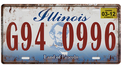 Metalen wandbord | Illinois | Kentekenplaat #2 | 15x30cm |