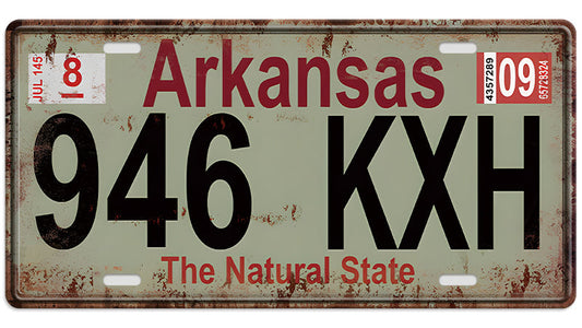 Metalen wandbord | Arkansas | Kentekenplaat | 15x30cm |