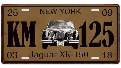 Metalen wandbord | New York Jaguar | Kentekenplaat | 15x30cm |