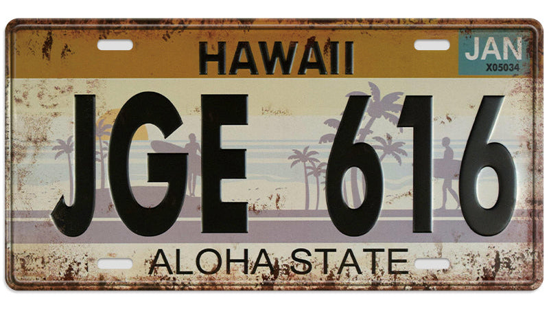 Metalen wandbord | Hawaii Aloha State | Kentekenplaat | 15x30cm |