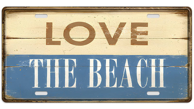 Metalen wandbord | Love the beach | Kentekenplaat | 15x30cm |
