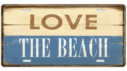 Metalen wandbord | Love the beach | Kentekenplaat | 15x30cm |