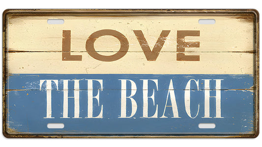Metalen wandbord | Love the beach | Kentekenplaat | 15x30cm |