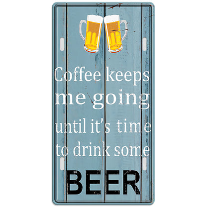 Metalen wandbord | Coffee keeps me going | Kentekenplaat | 30x15cm |