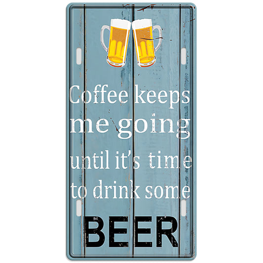 Metalen wandbord | Coffee keeps me going | Kentekenplaat | 30x15cm |