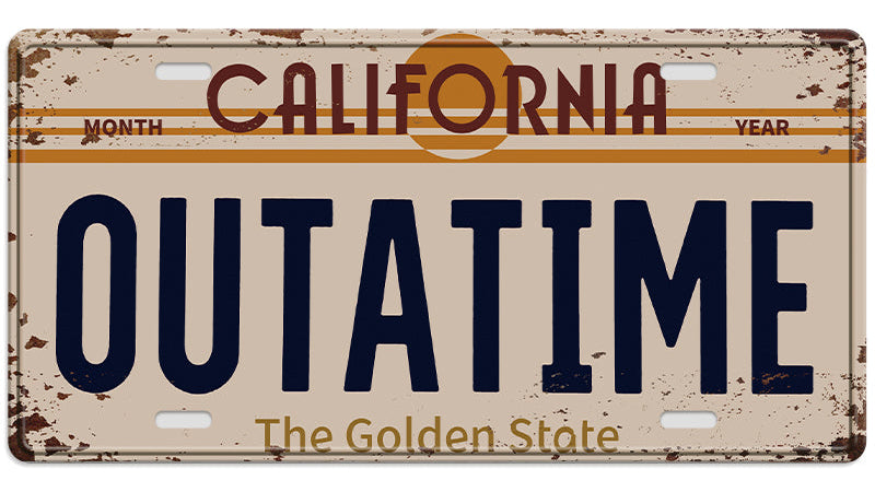 Metalen wandbord | California Outatime | Kentekenplaat | 15x30cm |