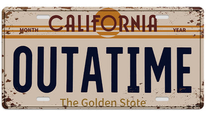 Metalen wandbord | California Outatime | Kentekenplaat | 15x30cm |