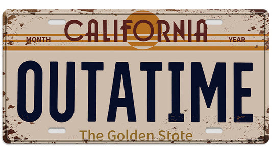 Metalen wandbord | California Outatime | Kentekenplaat | 15x30cm |