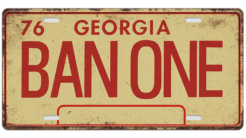 Metalen wandbord | Georgia Ban One | Kentekenplaat | 15x30cm |