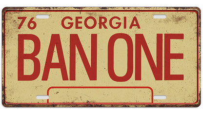 Metalen wandbord | Georgia Ban One | Kentekenplaat | 15x30cm |