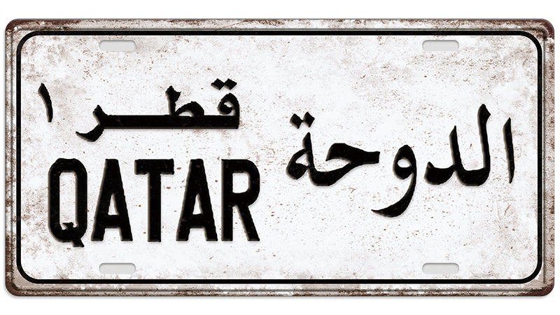 Metalen wandbord | Qatar | Kentekenplaat | 15x30cm |