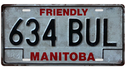 Metalen wandbord | Friendly Manitoba | Kentekenplaat | 15x30cm |