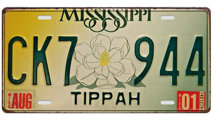 Metalen wandbord | Mississippi Tippah | Kentekenplaat | 15x30cm |
