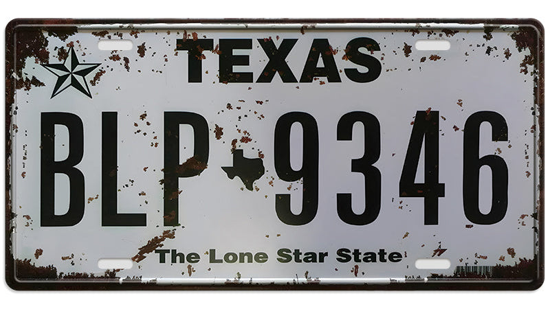 Metalen wandbord | Texas The Lone Star State | Kentekenplaat | 15x30cm |