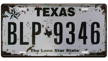 Metalen wandbord | Texas The Lone Star State | Kentekenplaat | 15x30cm |