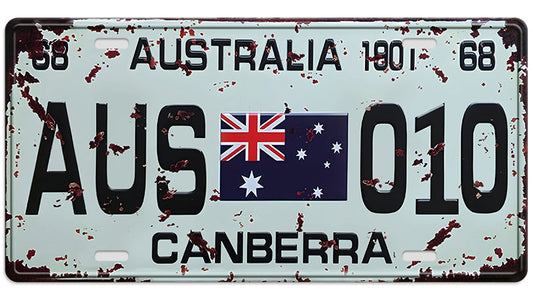 Metalen wandbord | Australia Canberra | Kentekenplaat | 15x30cm |