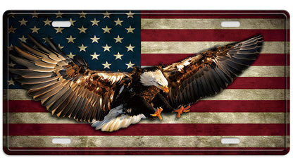 Metalen wandbord | USA havik | Kentekenplaat | 15x30cm |
